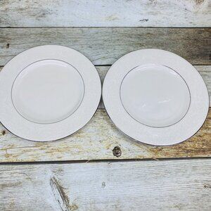 American Manor China CHANTILLY Cream Flowers Platinum Salad Lunch Plates Set 7